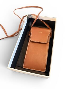 100% Authentic Brown Celine Leather Sunglasses Case Bag